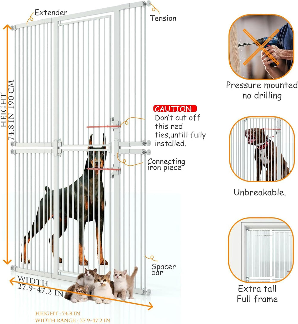 Jiprlak extra tall pet gate walk-through in use for convenient passage.