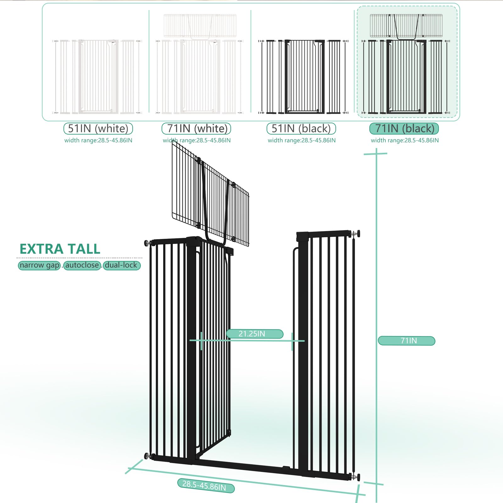 Jiprlak51 auto-close with center handle for easy, safe passage.