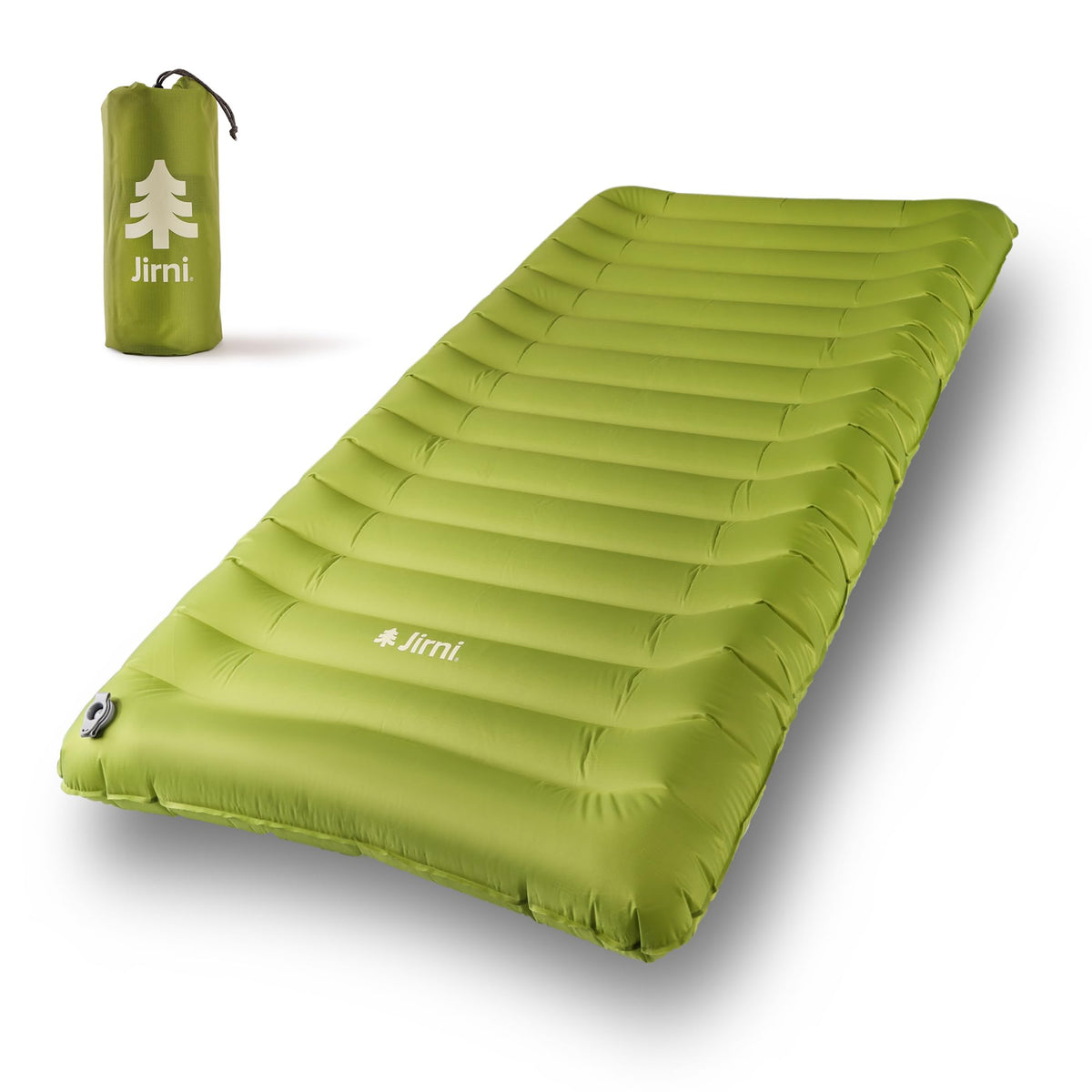 Jirni Premium Toddler Travel Bed with pump-sack inflation enables quick, quiet setup
