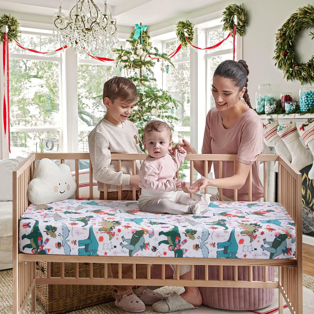 JISEN crib sheet with deep pockets ensures secure fit