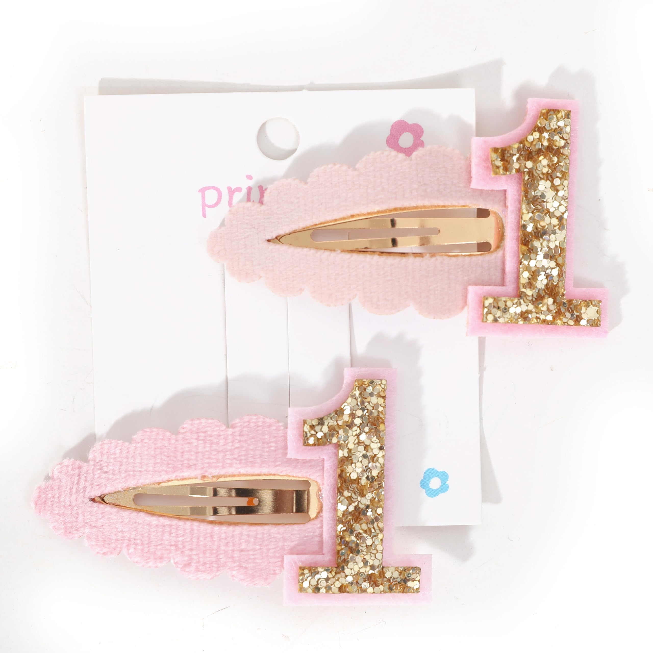 Jissoo 2pcs pink glitter hair clips for baby girls' party outfits.