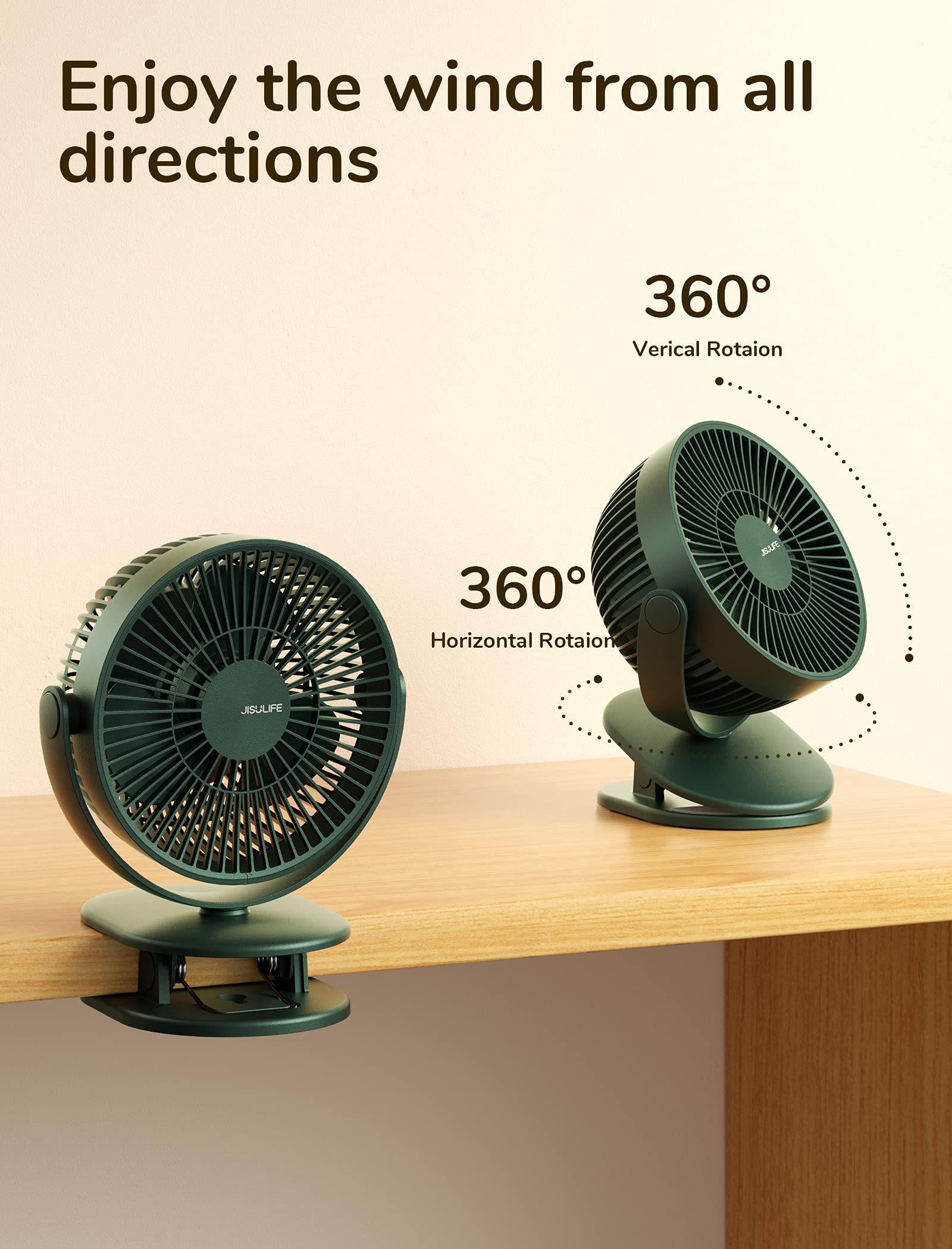 JISULIFE 14-hour max runtime provides all-day cooling during naps.