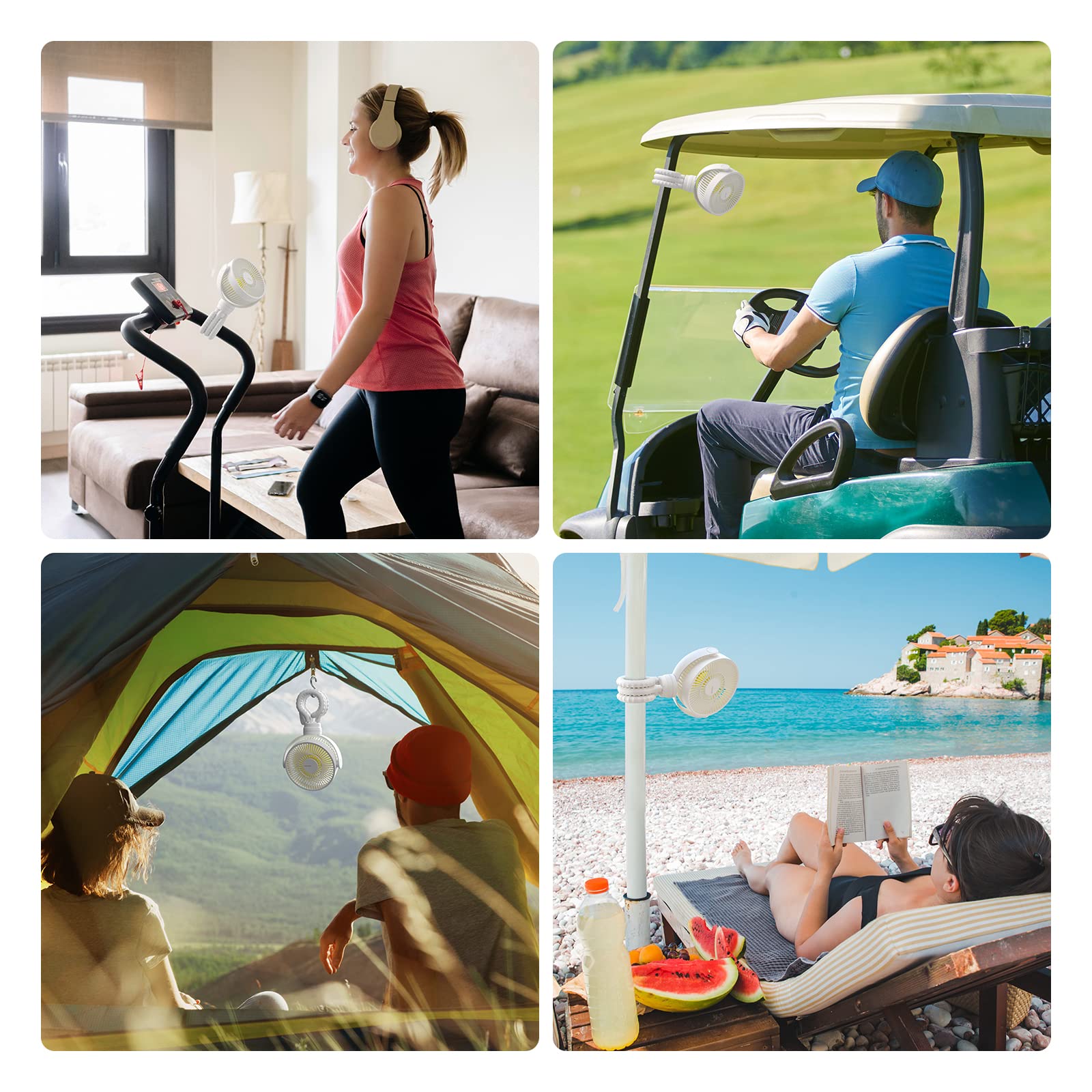 JISULIFE mini stroller fan in use on stroller or crib for cooling.