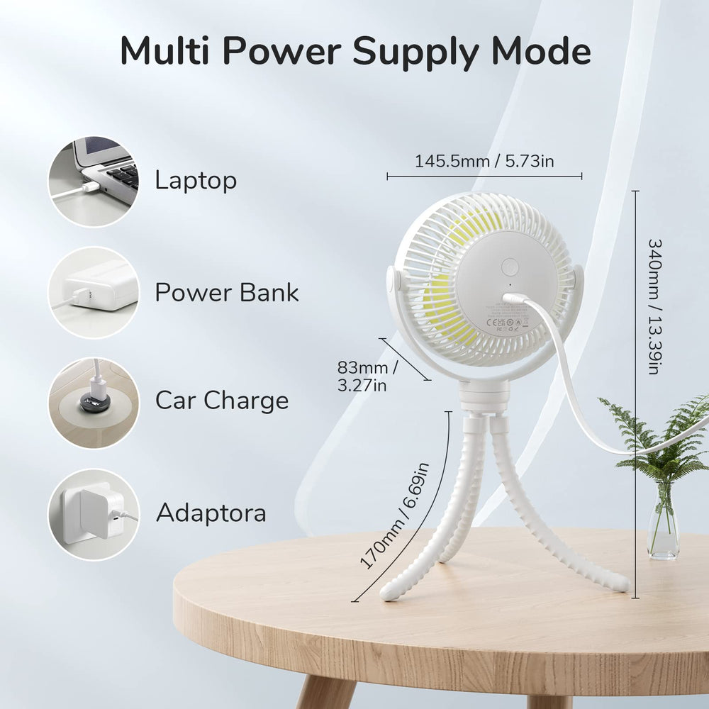 JISULIFE mini stroller fan charging via USB-C for quick recharge.
