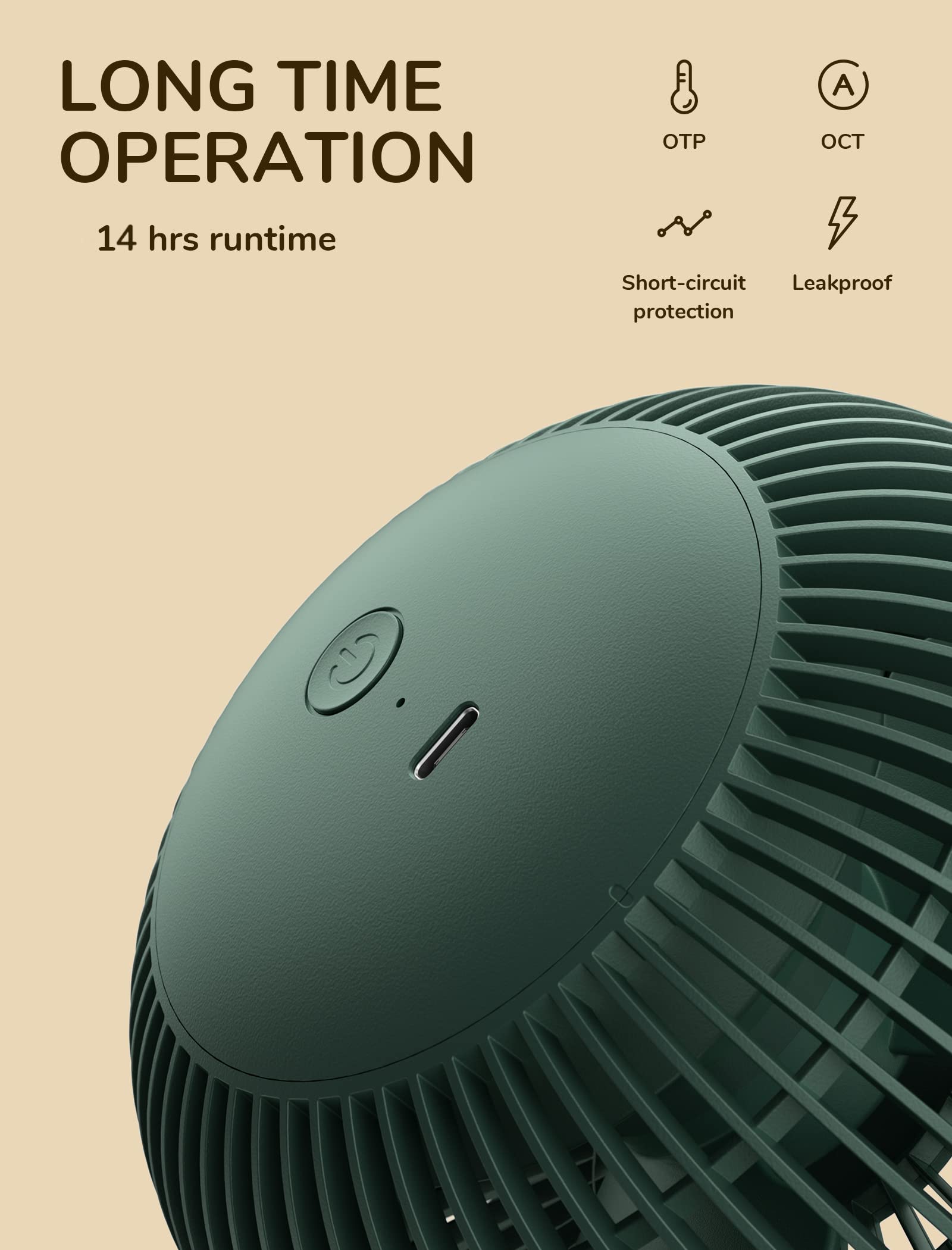 JISULIFE narrow-slot design protects little fingers around a compact fan.