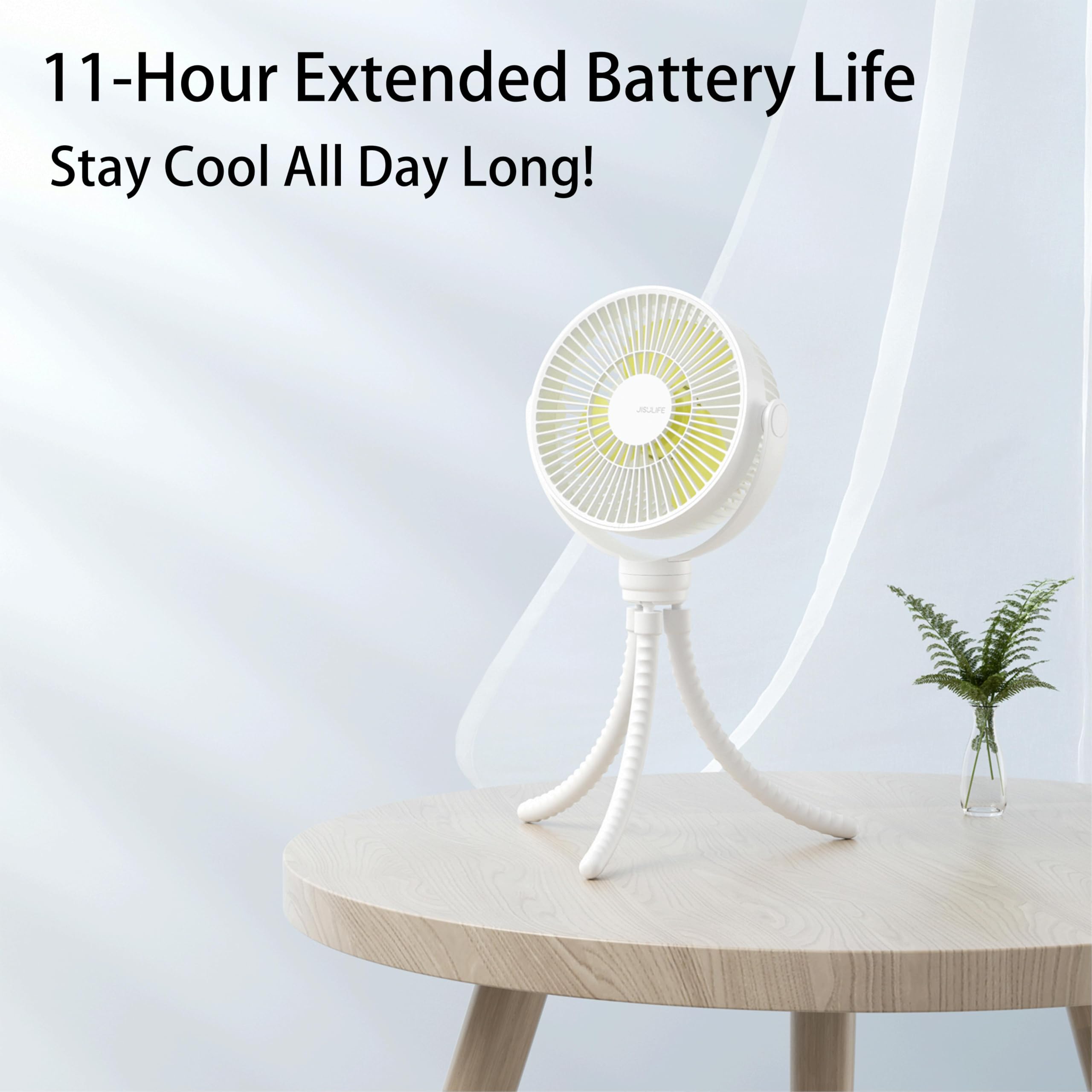 JISULIFE quiet motor stroller fan runs softly for naps.