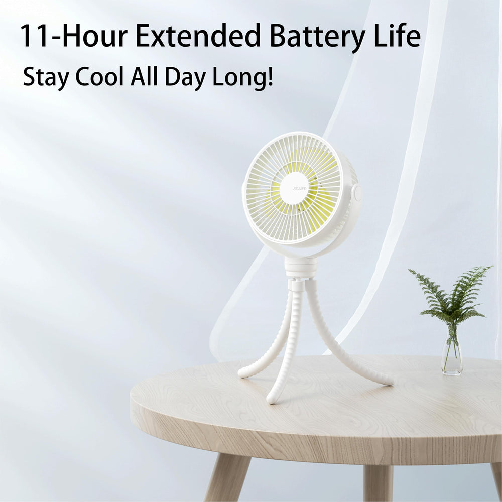 JISULIFE quiet motor stroller fan runs softly for naps.
