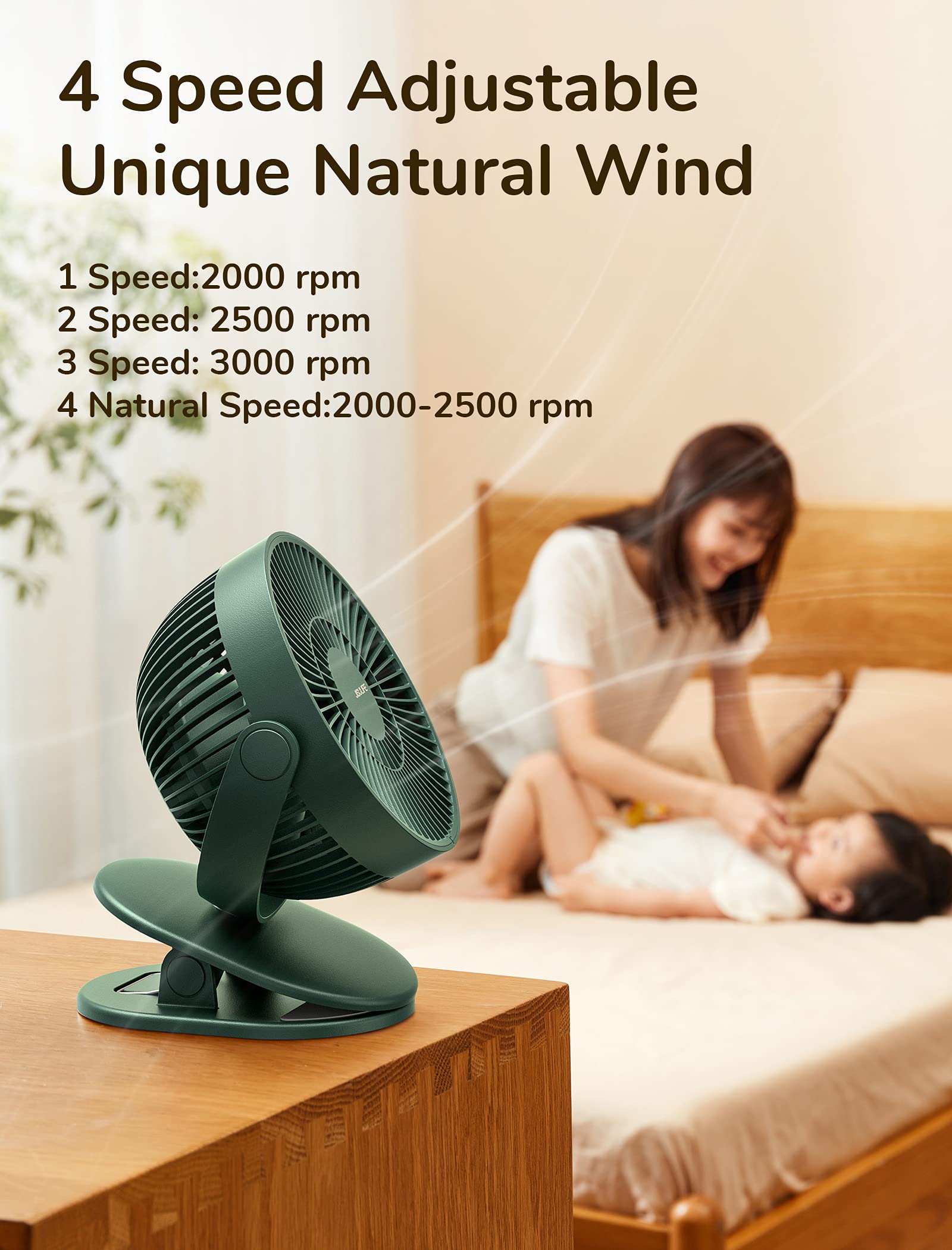 JISULIFE rechargeable 4000mAh fan used outdoors for long-lasting travel power.