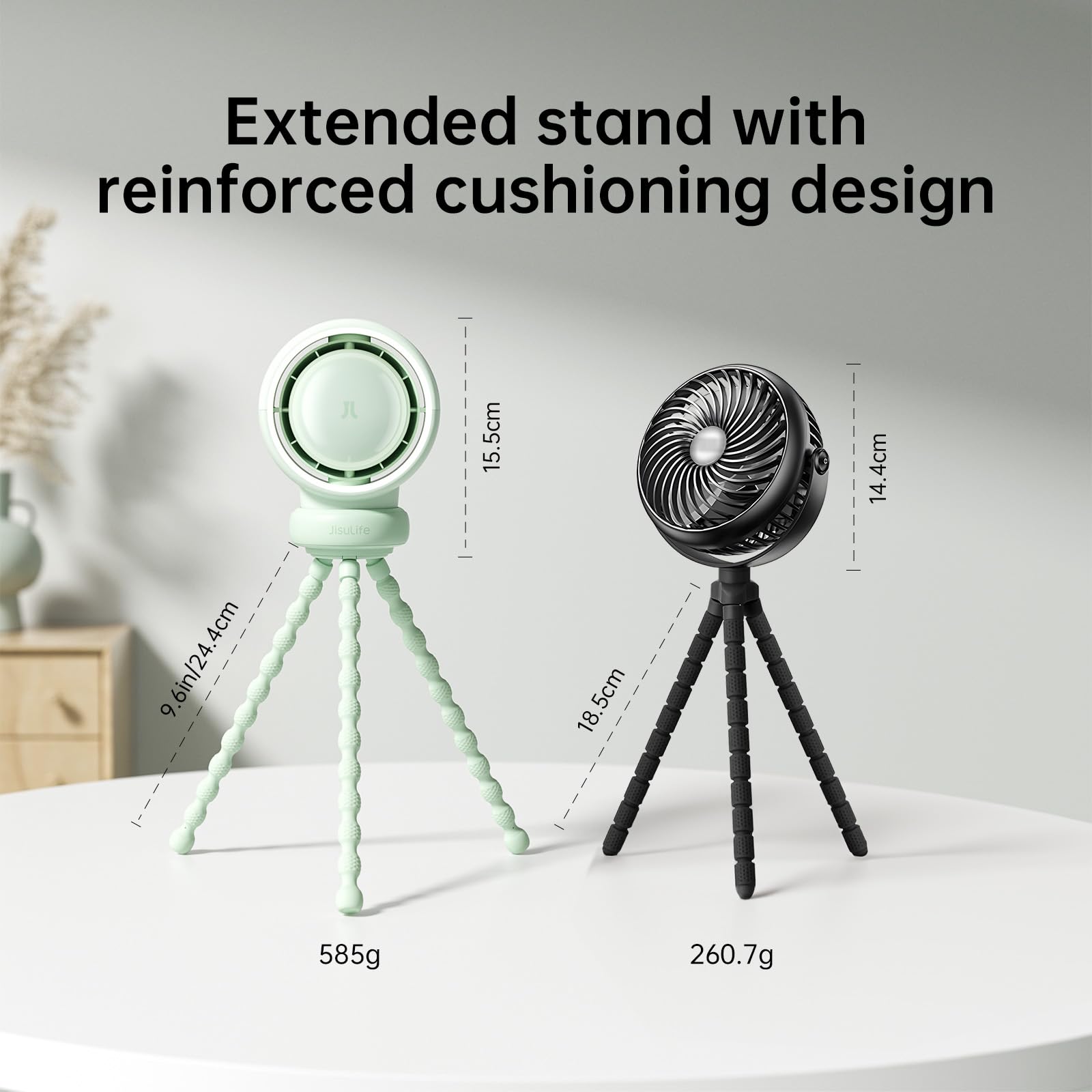 Soft ring light on top provides adjustable night lighting
