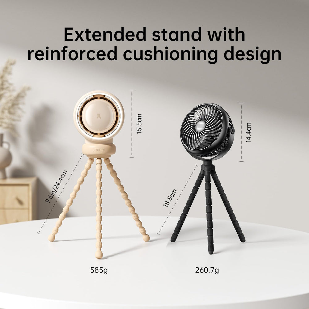 JISULIFE stroller fan soft ring light top with adjustable brightness for night use