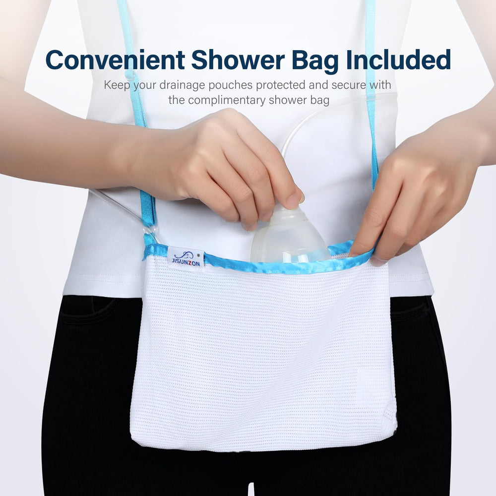 JISUNZON Mastectomy Drainage Pouch blue breathable fabric for daily wear