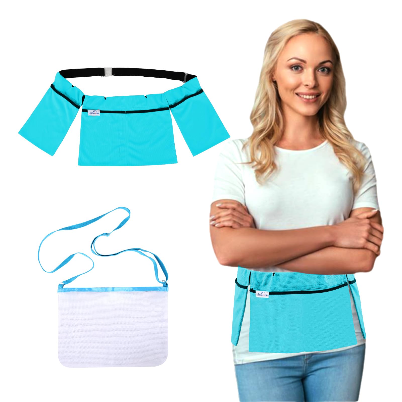 JISUNZON Mastectomy Drainage Pouch blue front view showing discreet support