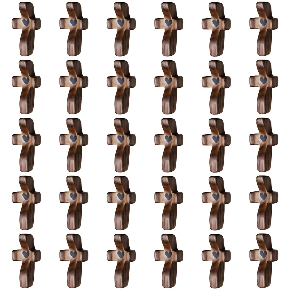 JIUKONG 30-pack wooden cross fidget in hand for calming focus.
