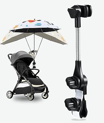 JIUKONG universal 360° stroller umbrella attachment providing wind-following shade