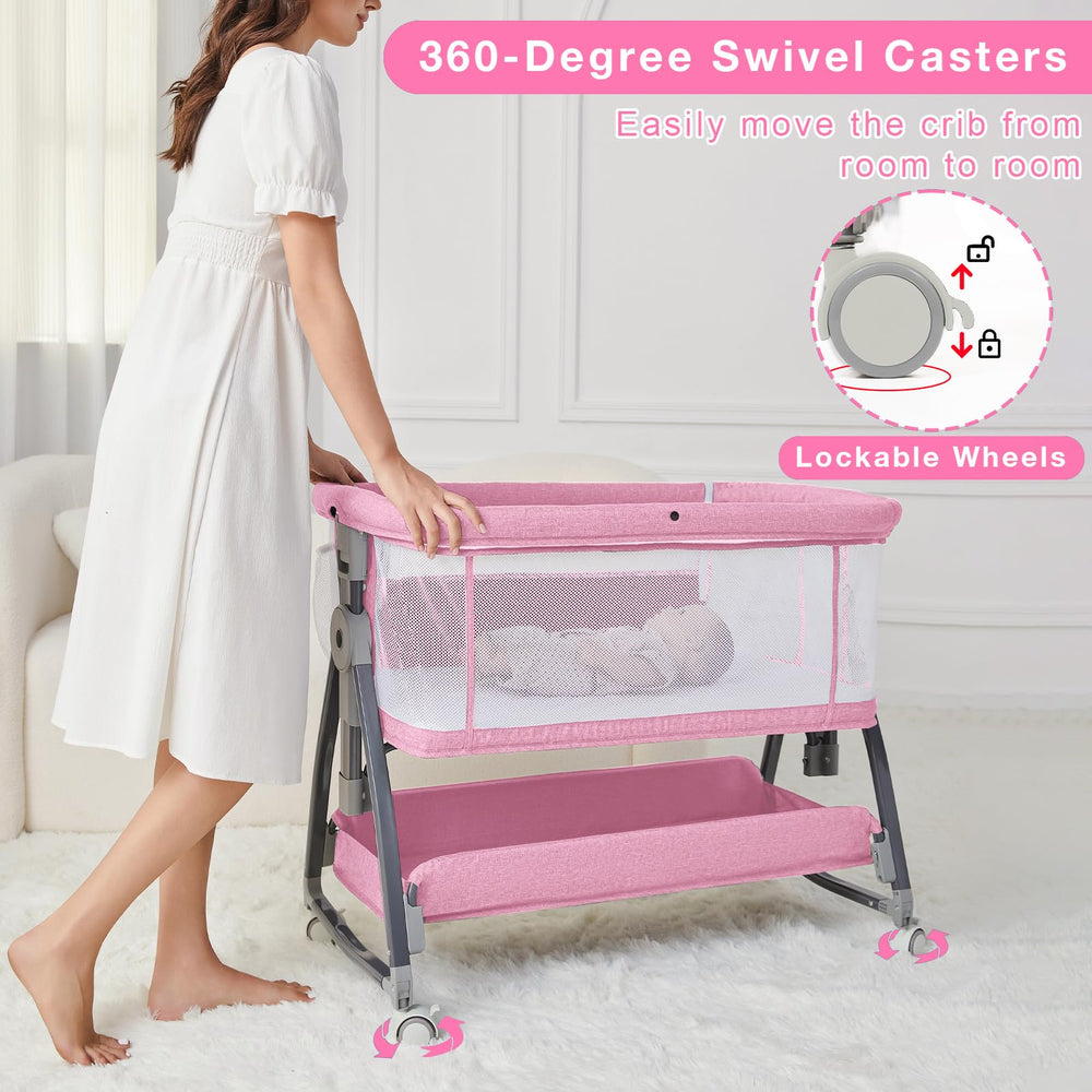 Jixrolyn pink bassinet mosquito net for pest protection.