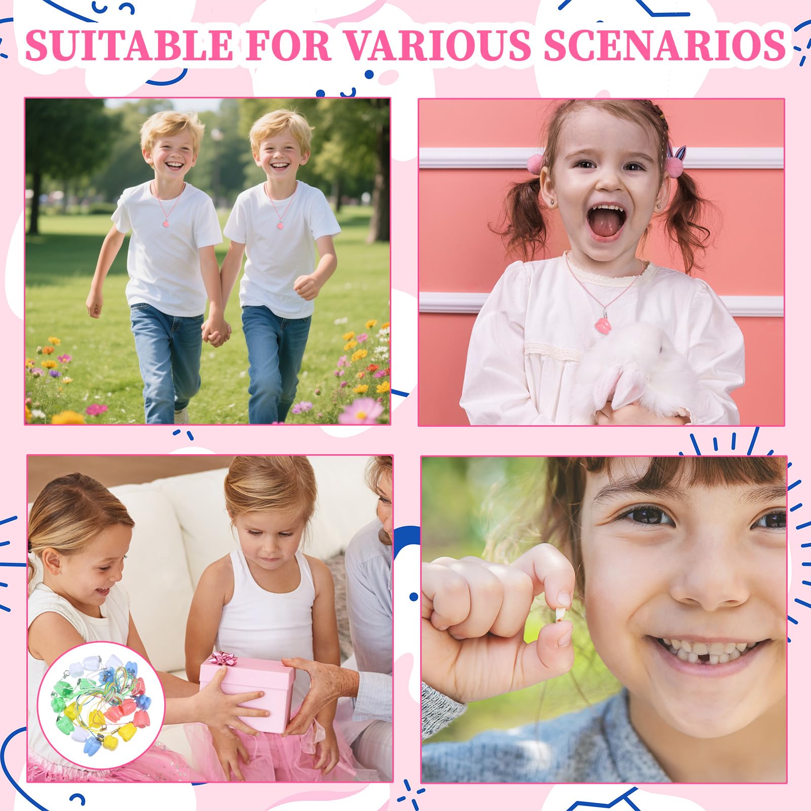 JIYIN tooth necklace box with open tray for easy tooth insertion