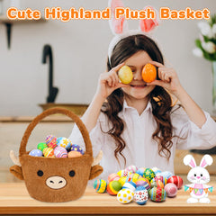 JIZWPOOM plush Easter basket in soft materials, comfortable to hold.