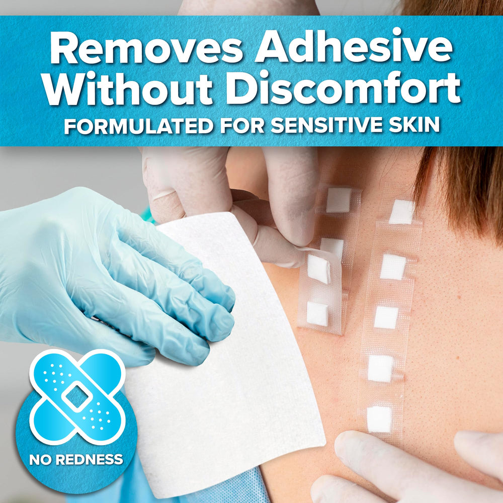 JJ CARE adhesive residue removal wipe helps lift sticky residues from skin effectively.