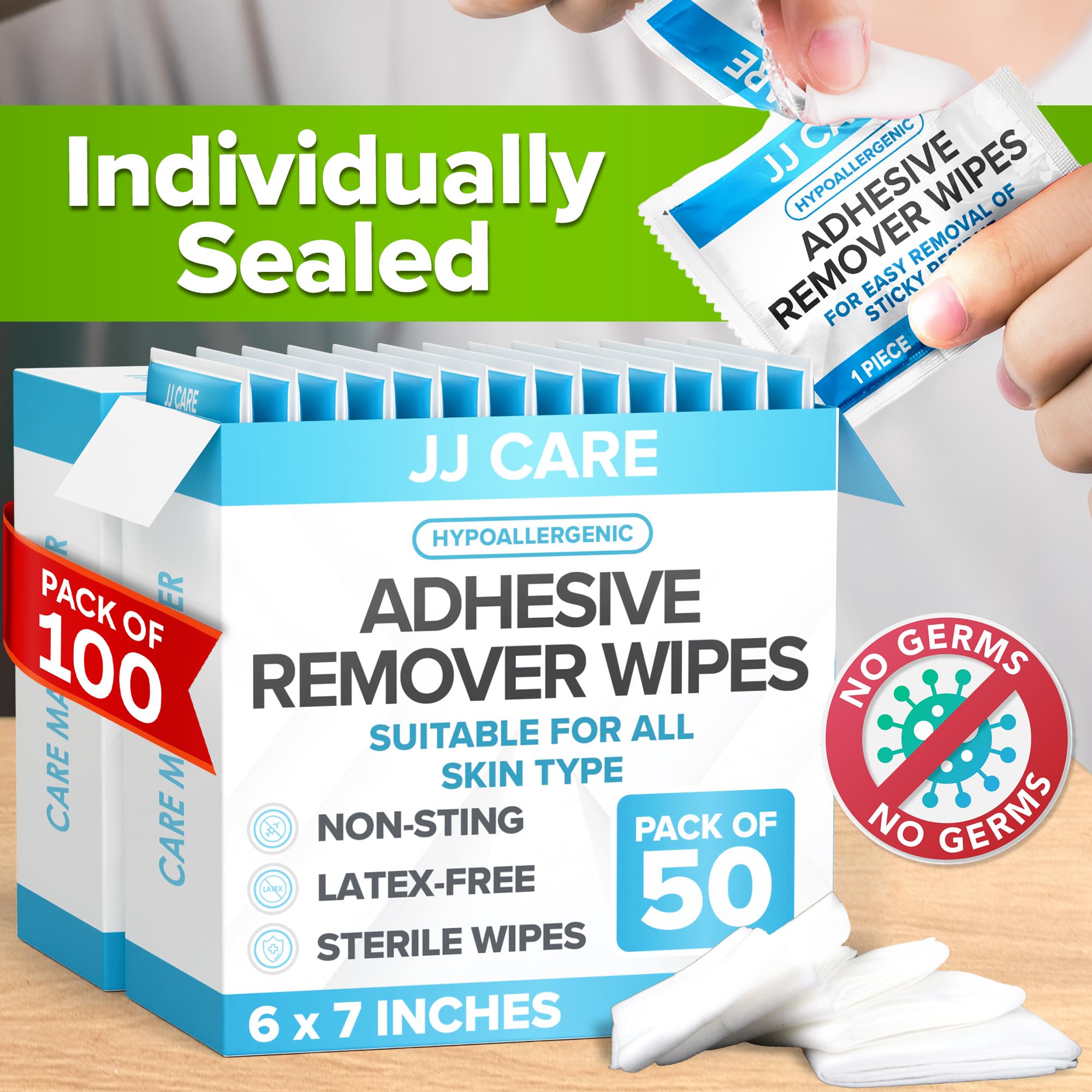 JJ CARE fragrance-free soft wipe leaves skin dry and ready for next adhesion.