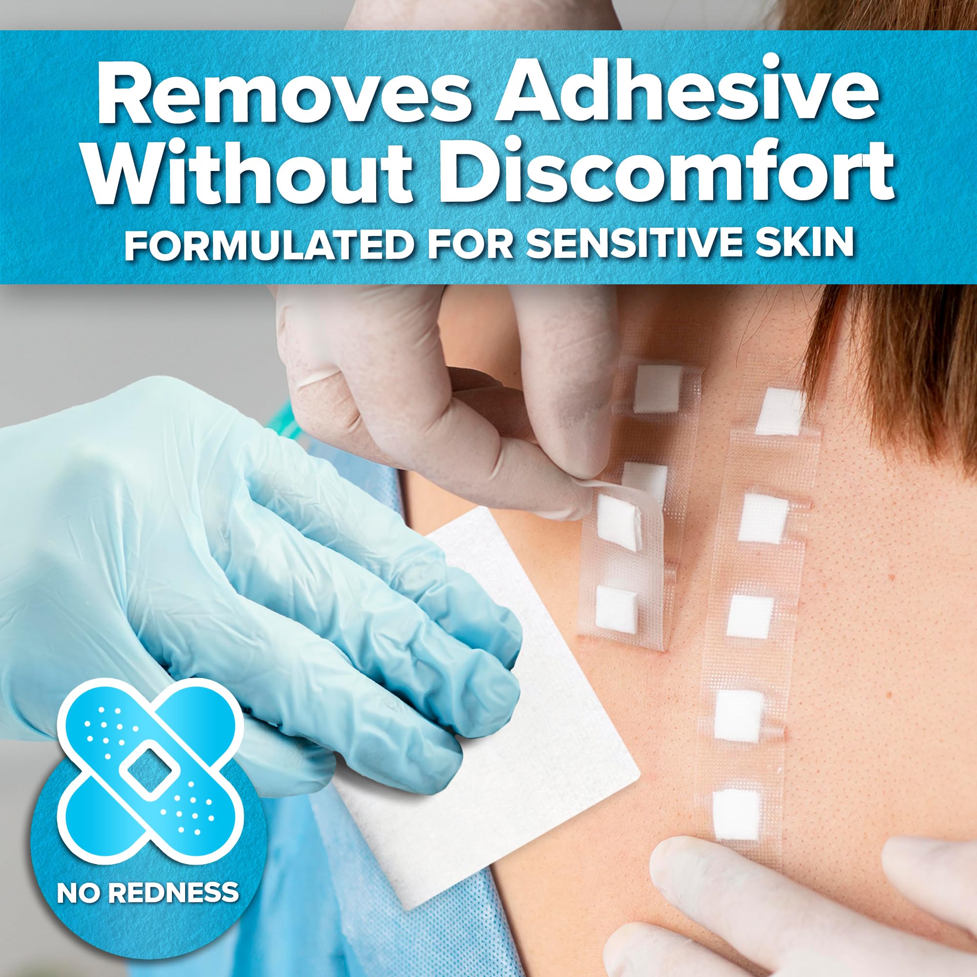 JJ CARE moisture-rich adhesive remover wipes soften adhesives smoothly.