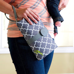 JJ Cole Diaper Changing Clutch Stone Arbor attach-anywhere handle for easy carrying.