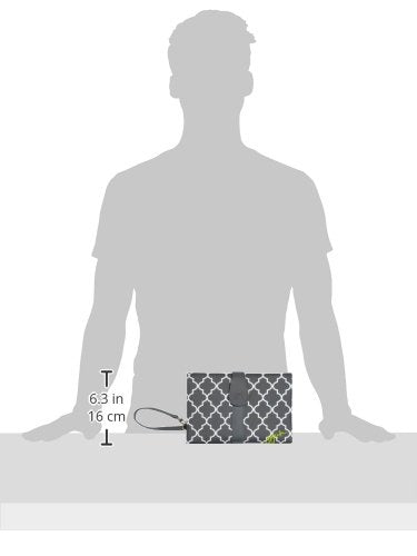 JJ Cole Diaper Changing Clutch Stone Arbor wipeable surface cleans easily after use.