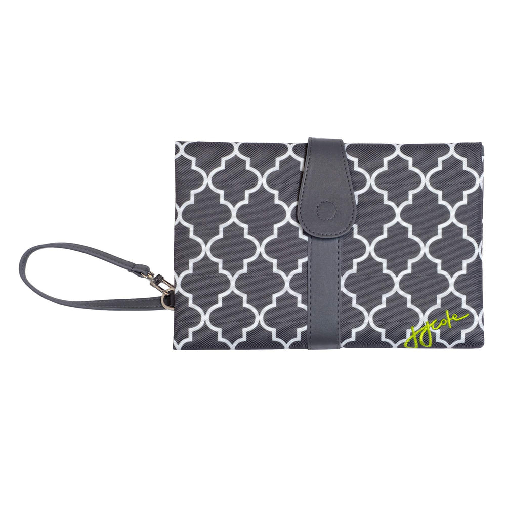 JJ Cole Diaper Changing Clutch Stone Arbor folded design fits neatly in a purse.