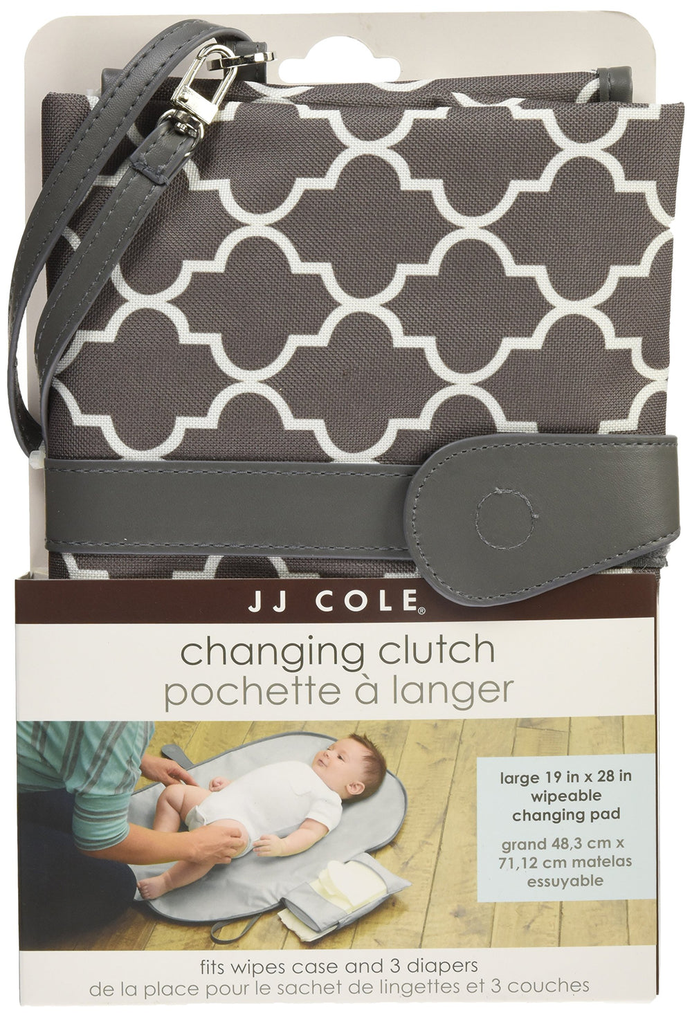 JJ Cole Diaper Changing Clutch Stone Arbor compact design fits in most diaper bags.