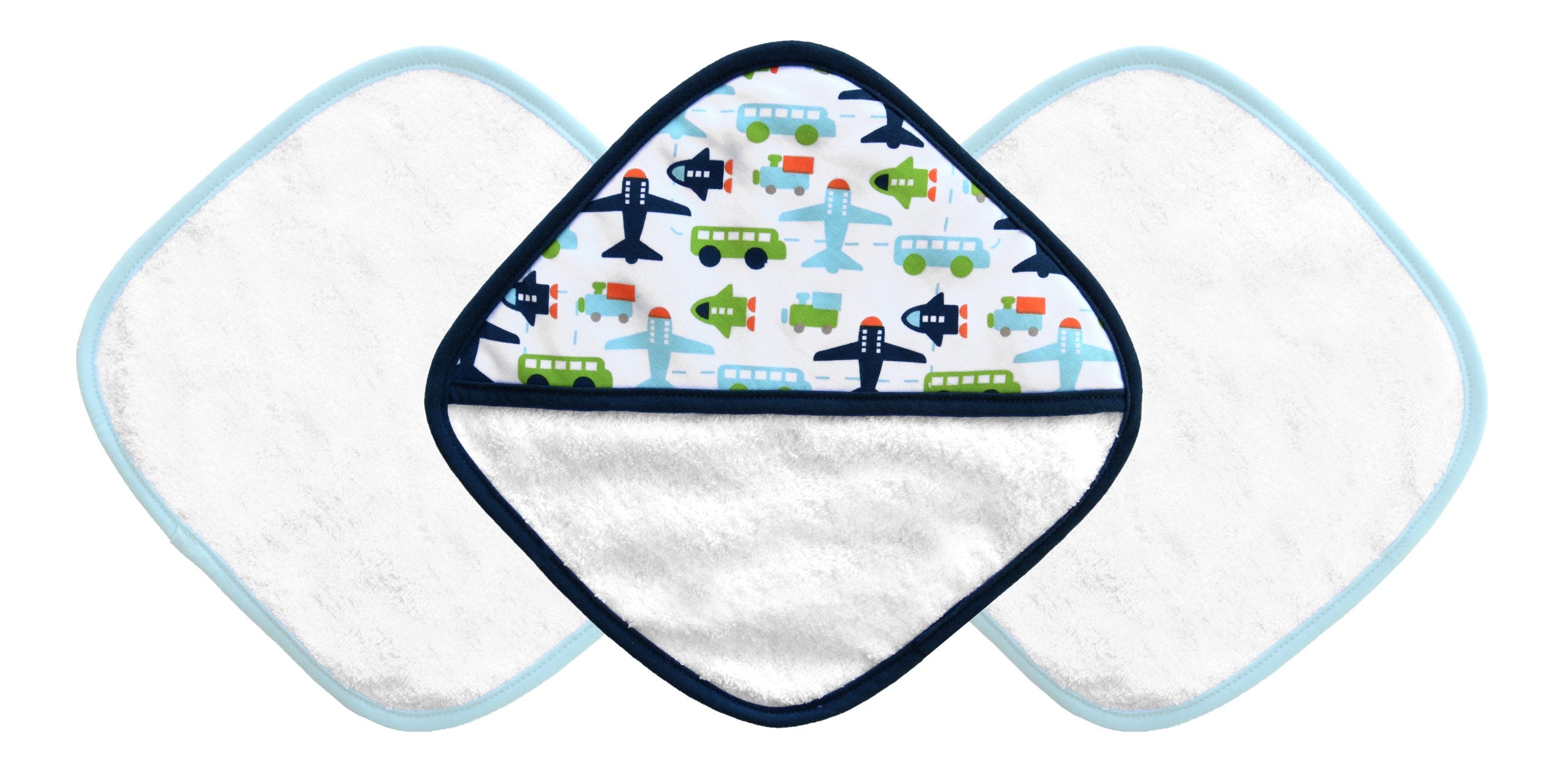 JJ Cole washcloth and bath mitt set front view, soft cotton for baby bath time
