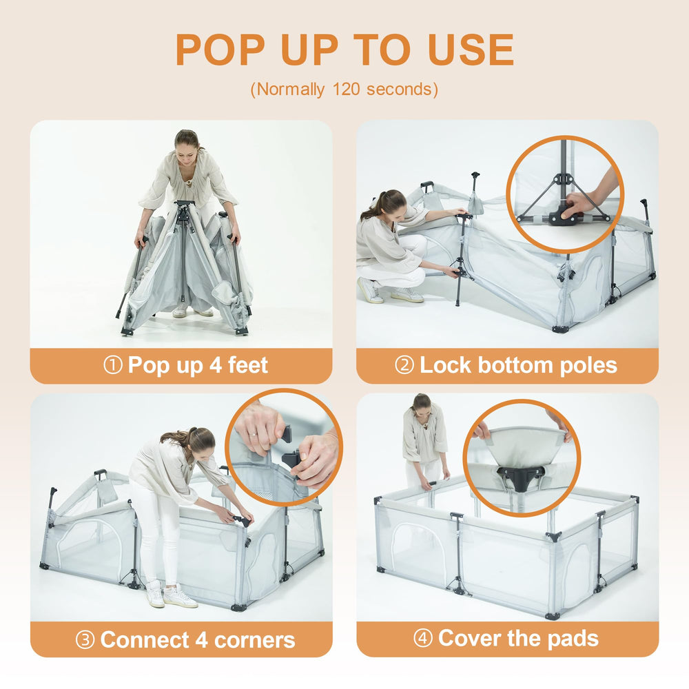 JJKAKA foldable playpen mat closeup shows water-resistant surface.