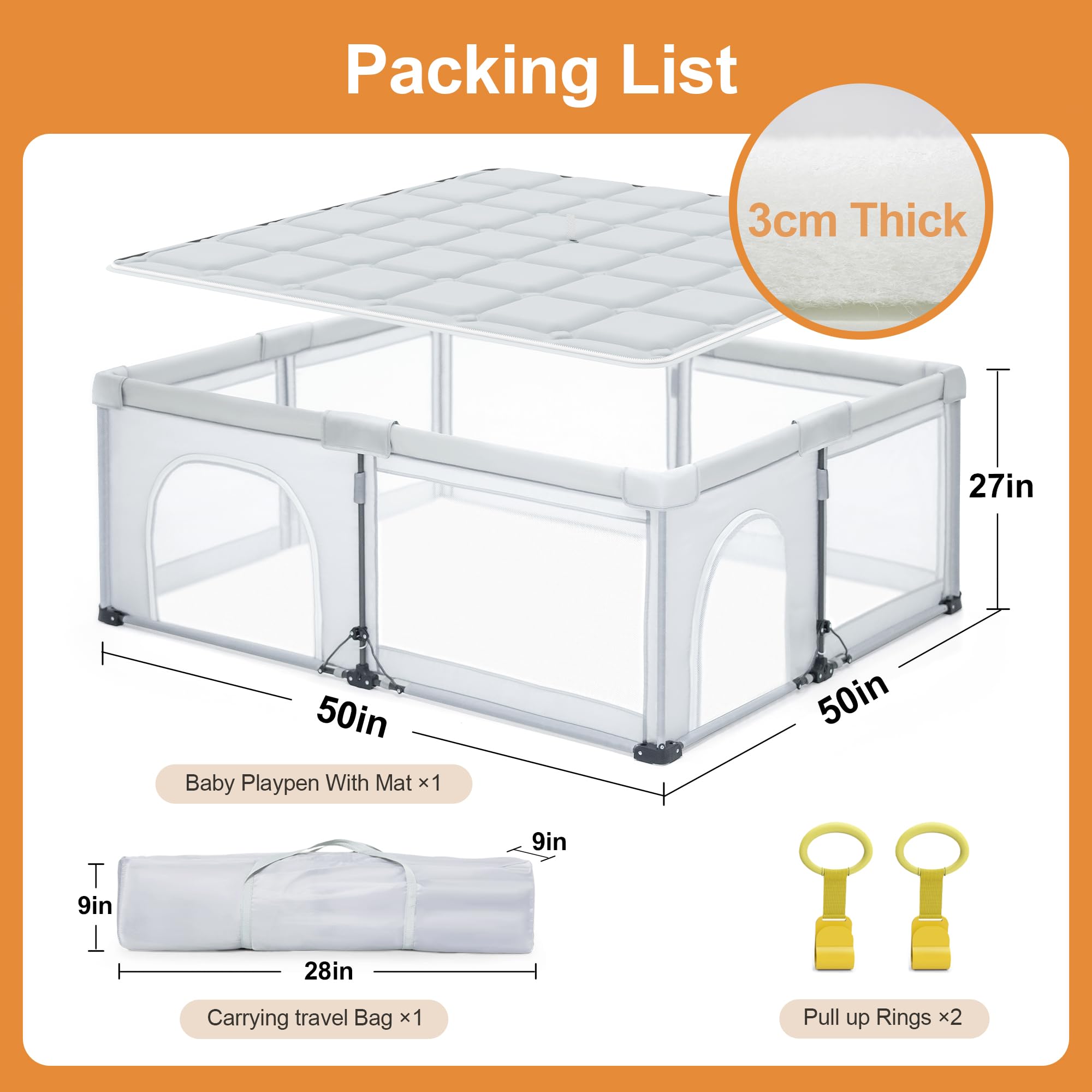 JJKAKA foldable playpen safety materials meet standards for peace of mind.