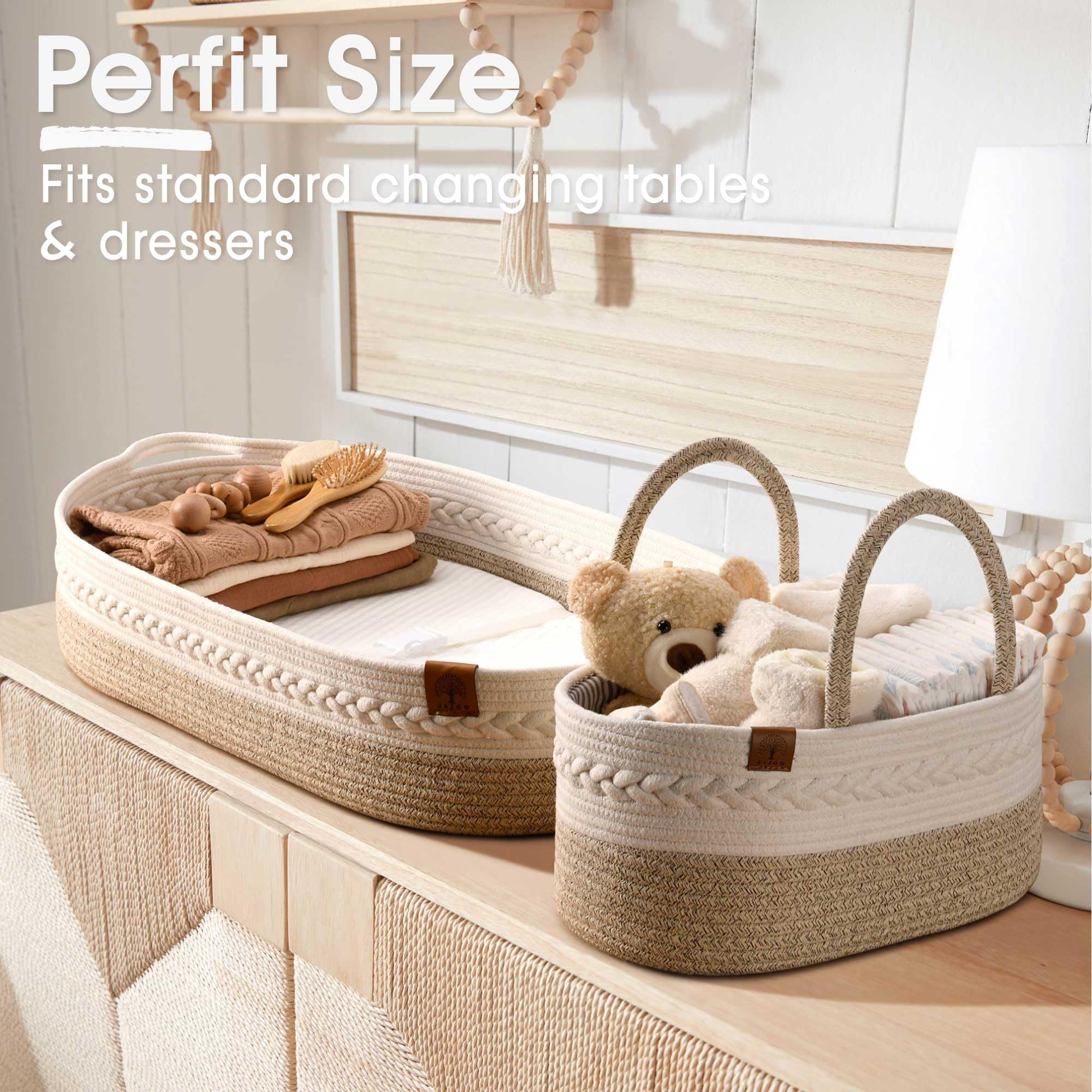 JJOO changing basket outer cover close-up highlights breathable fabric and easy care.