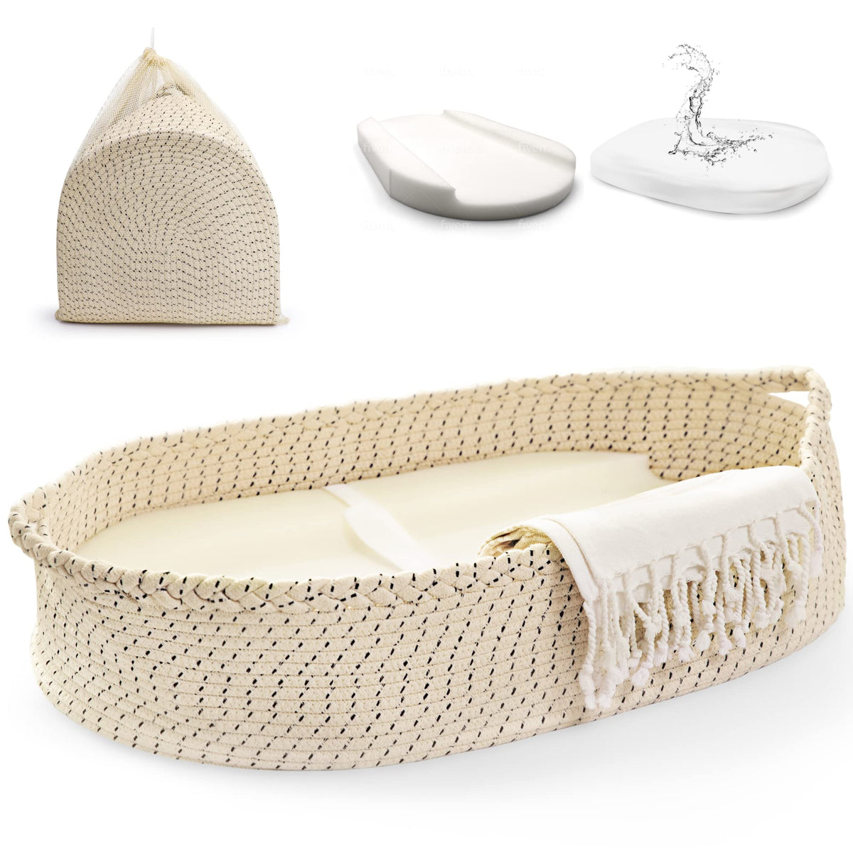 J&JOO baby changing basket with soft outer cover for gentle diaper changes