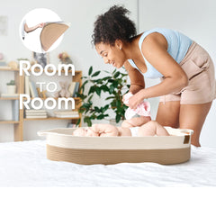JJOO newborn diaper caddy with three removable dividers for quick reach.