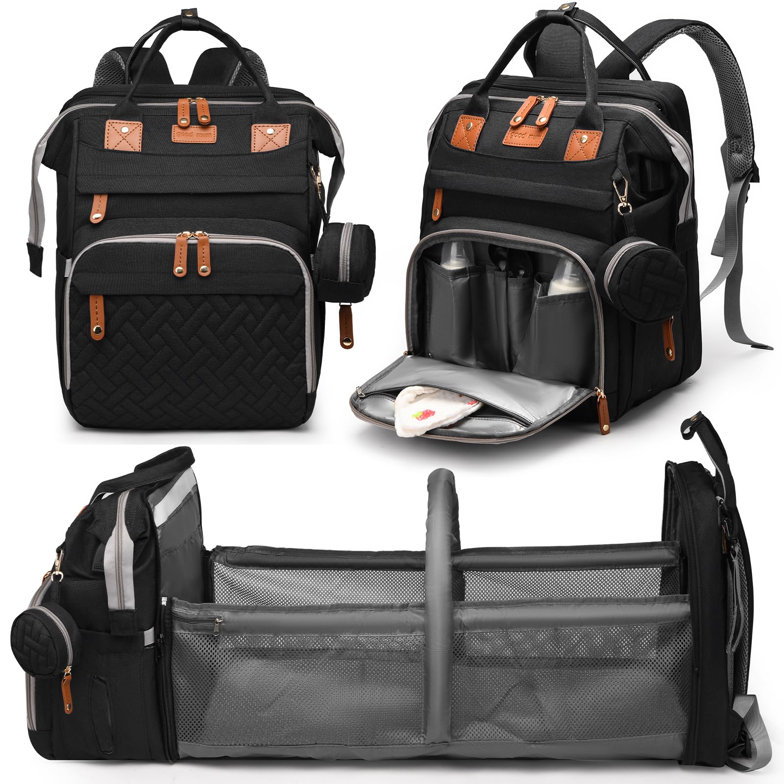 JKJRJJ diaper bag backpack with changing station, a practical travel companion for families.