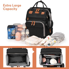 JKJRJJ large-capacity diaper bag with 19 pockets keeps essentials neatly organized.