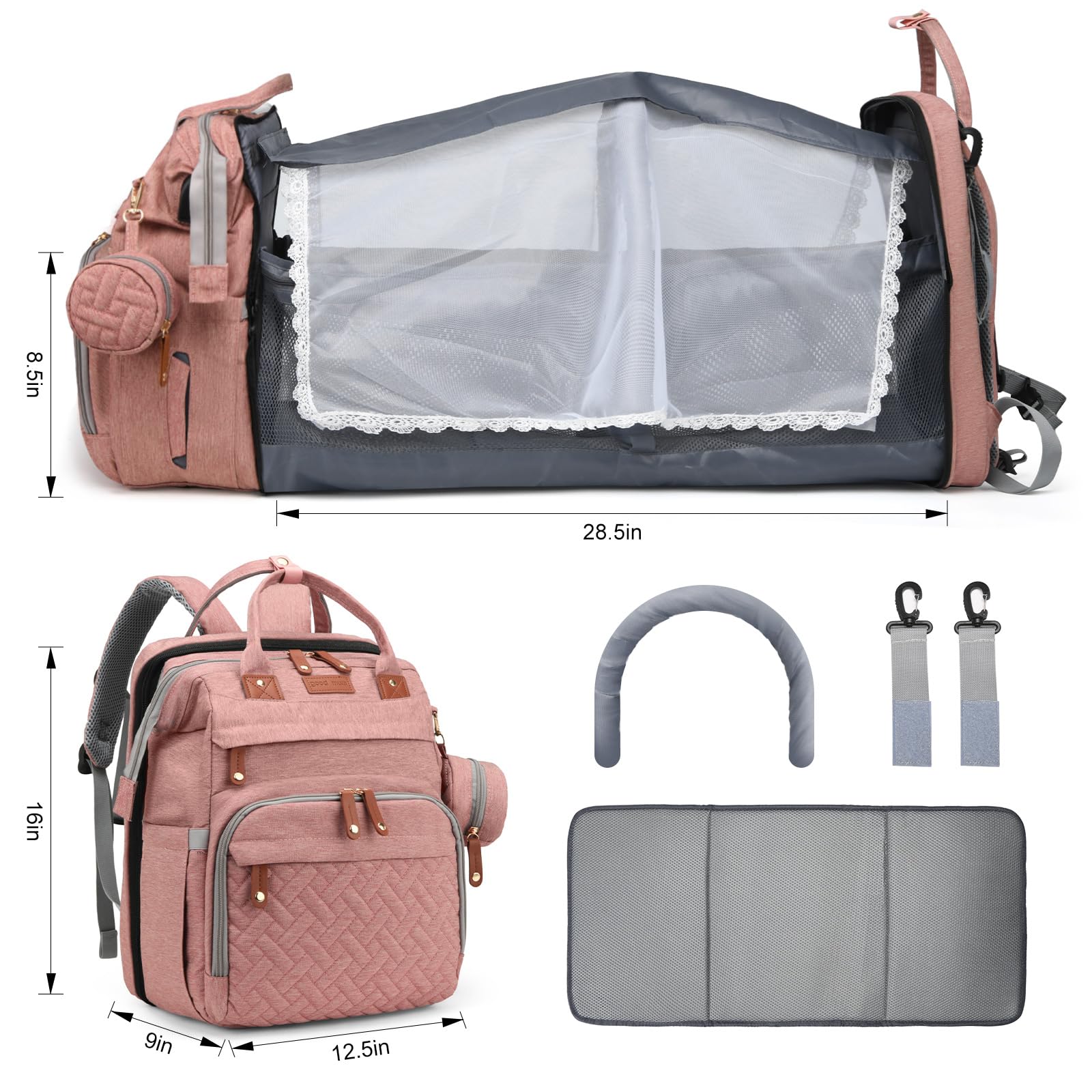 JKJRJJ diaper bag waterproof wet/dry pockets protect damp items