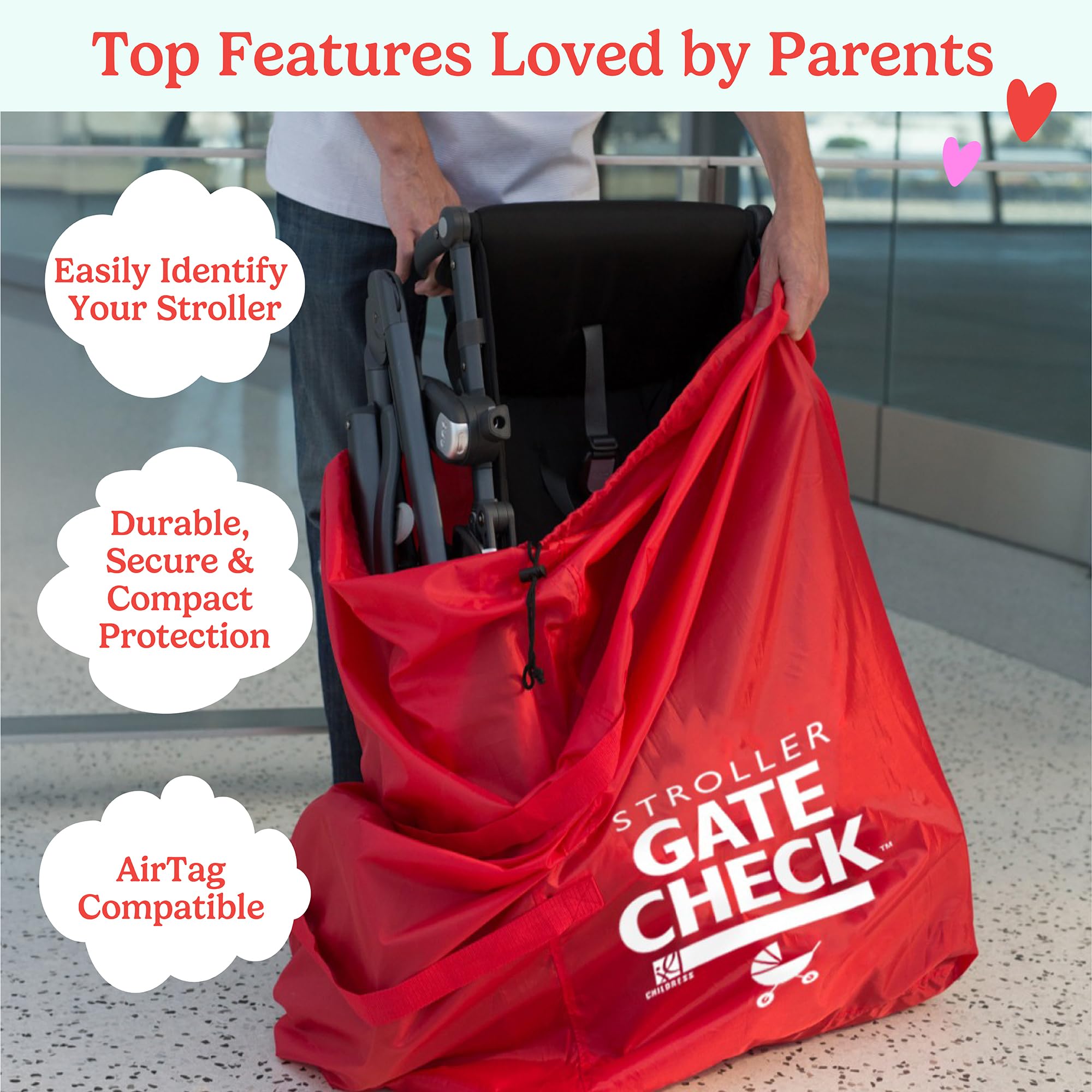 JL Childress bag fits most single and some double strollers for travel