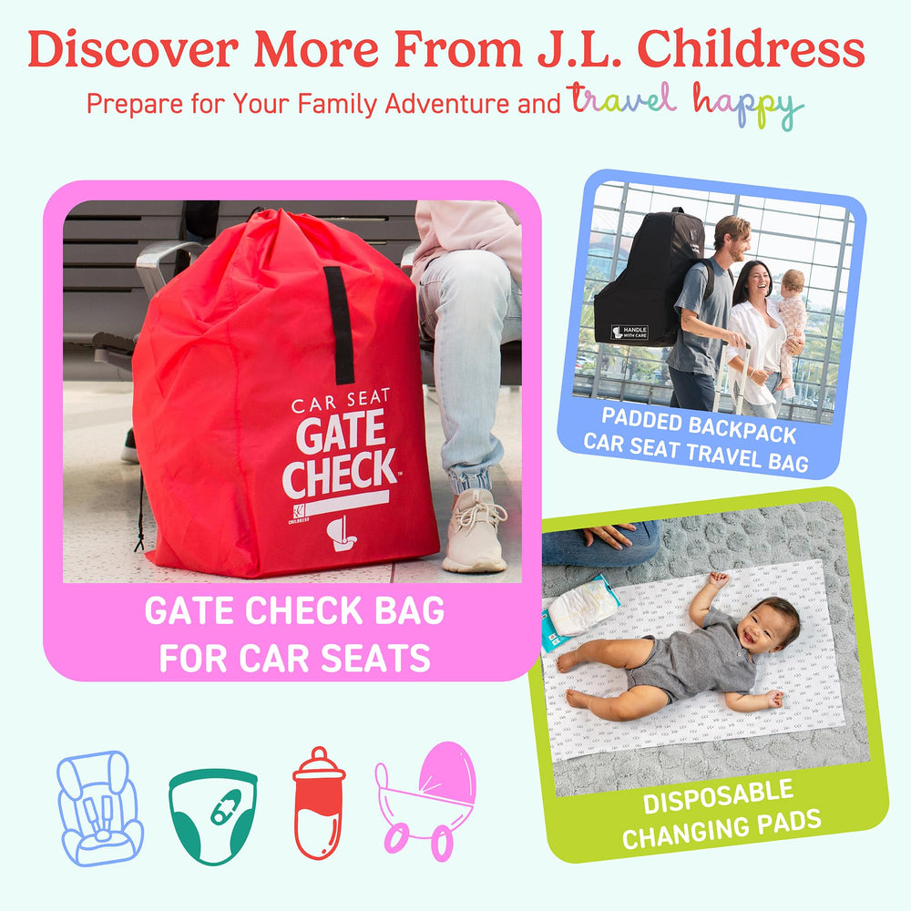 JL Childress bright red color and gate-check graphics for easy recognition