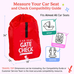 Lockable drawstring closure keeps car seat bag secure through flights