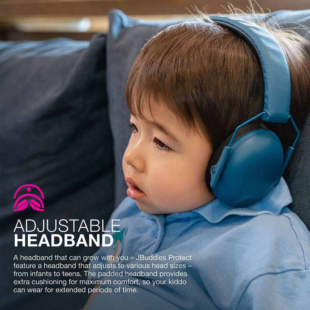 JLab JBuddies Protect reduces external noise by up to 23 dB for calmer environments.