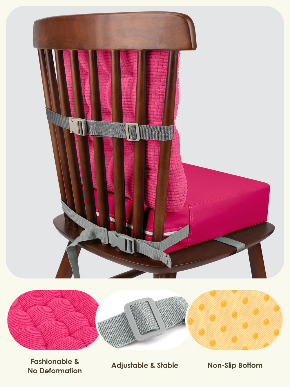 JLGCUF booster seat corduroy backrest provides gentle support.
