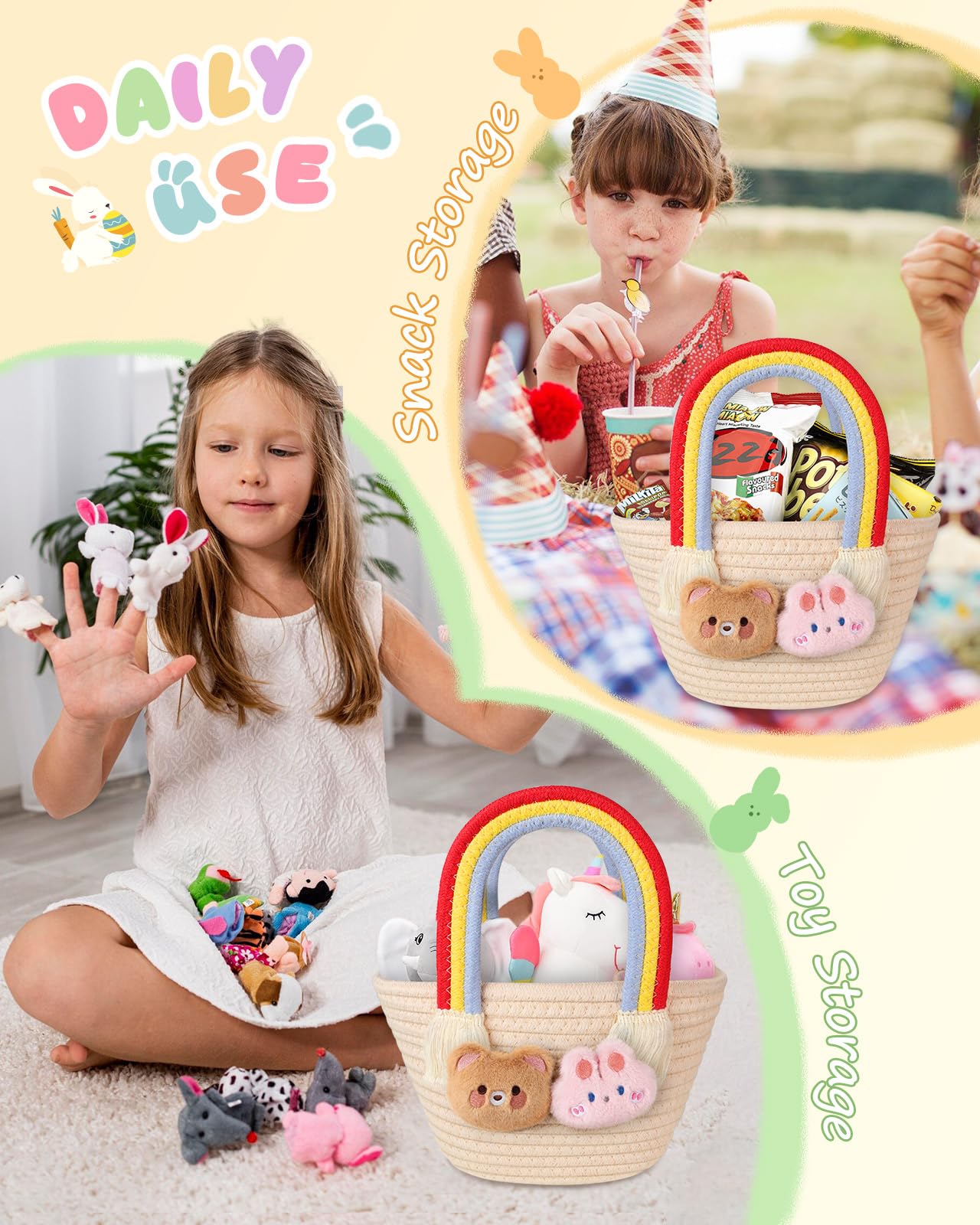 JMHACHY versatile basket suits egg hunts, gifts, or home organization.