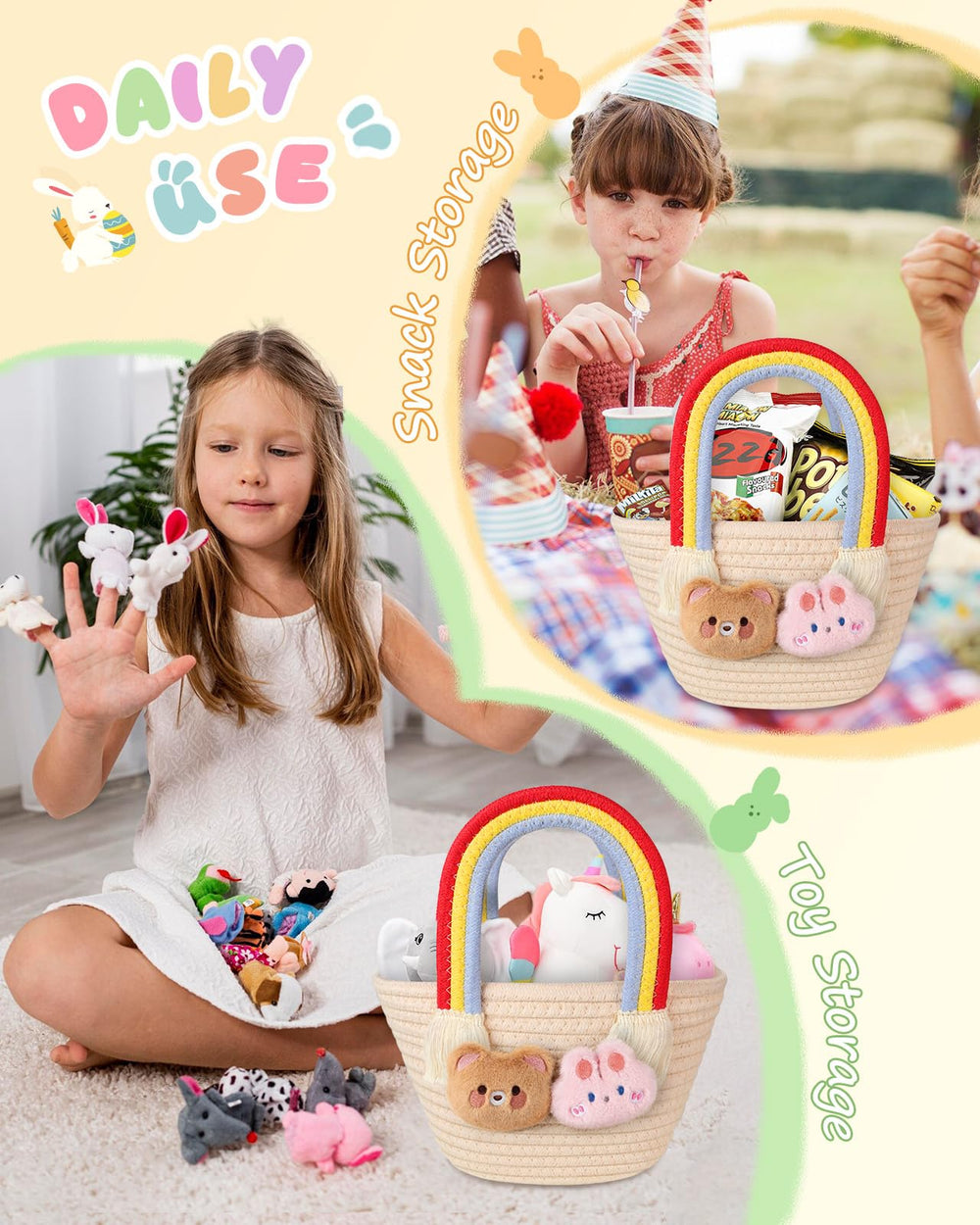 JMHACHY versatile basket suits egg hunts, gifts, or home organization.