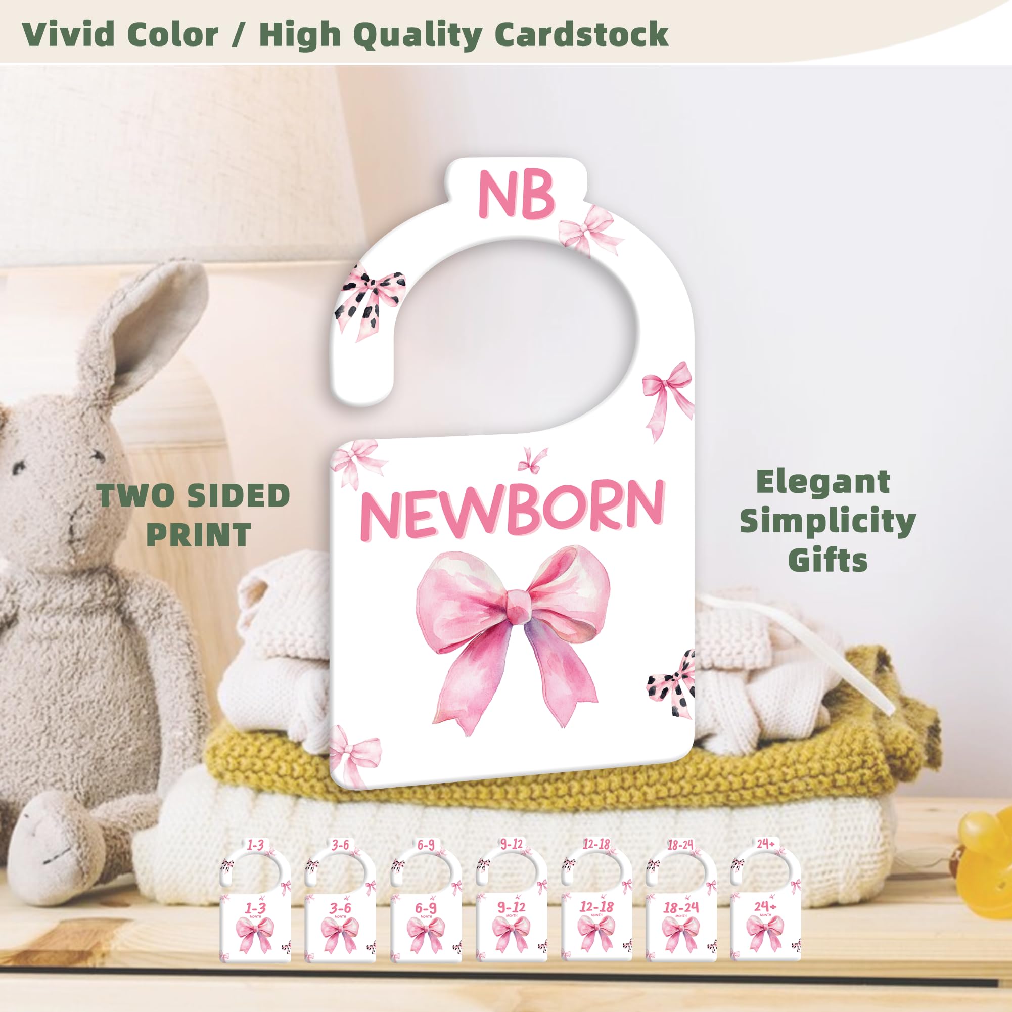 JMOST Pink Bows eight-divider set covers newborn to 24 months for growing wardrobes.