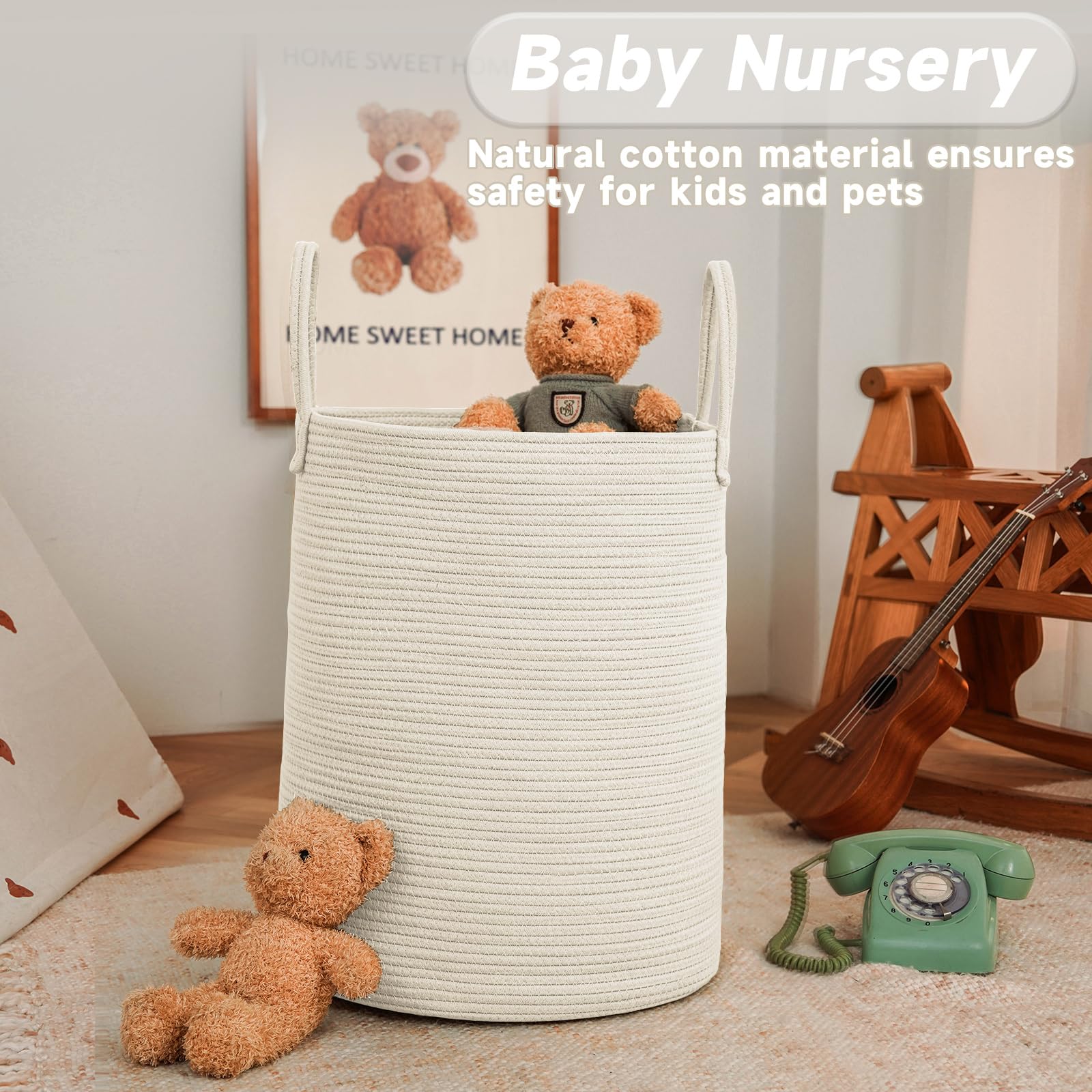 JMvicyroam cotton rope storage bin in nursery decor for toys