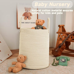JMvicyroam cotton rope storage bin in beige ideal for blankets