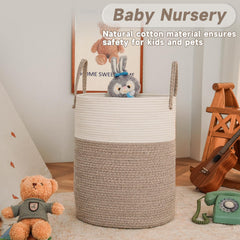 JMvicyroam cotton rope storage bin in living room adds natural style and organization