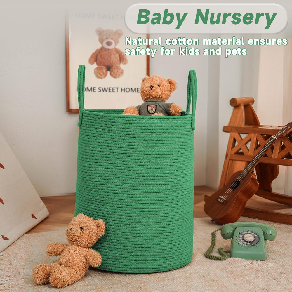 JMvicyroam cotton rope storage bin offers natural charm and durable toy storage.
