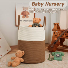 JMvicyroam cotton rope storage bin for nursery toys keeps spaces tidy.